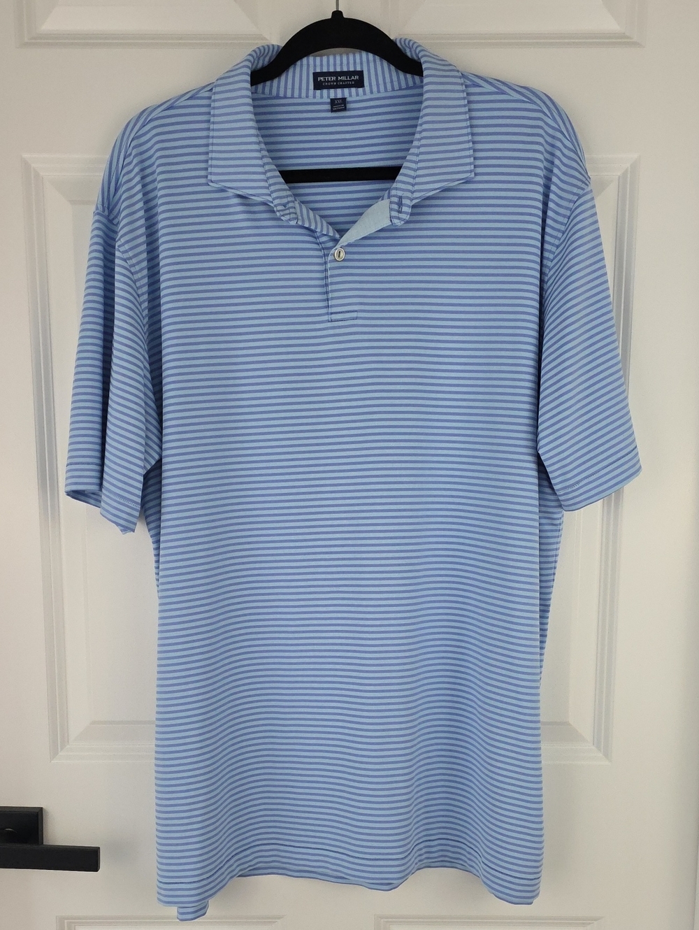 Peter Millar Light Blue Striped Men’s Polo Shirt Size XXL